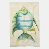 Blauwe en gele aquariumvis theedoek (Verticaal)