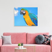 Blauwe en gele ara canvas afdruk (Insitu (Woonkamer))