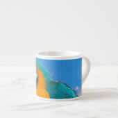 Blauwe en gele ara espresso kop (Voorkant rechts)