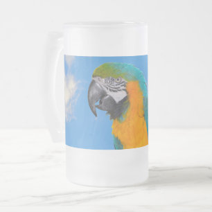 Blauwe en gele ara matglas bierpul