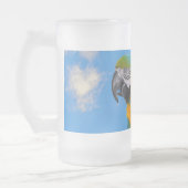 Blauwe en gele ara matglas bierpul (Links)