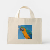 Blauwe en gele ara mini tote bag (Achterkant)
