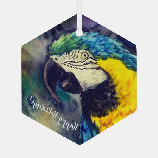 Blauwe en gele ara Ornament (Achterkant)