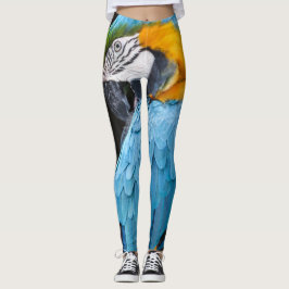 Blauwe en gele ara Preening Leggings