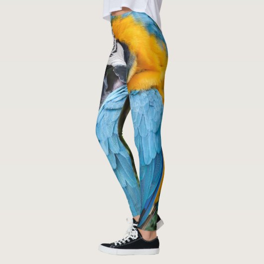 Blauwe en gele ara Preening Leggings (Links)