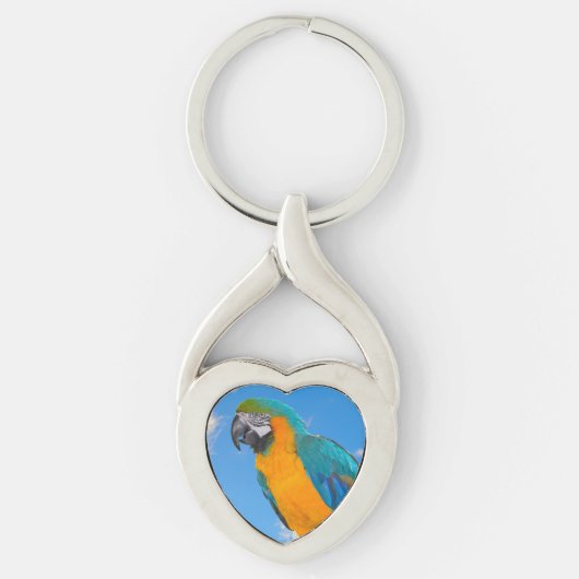 Blauwe en gele ara sleutelhanger (Voorkant)