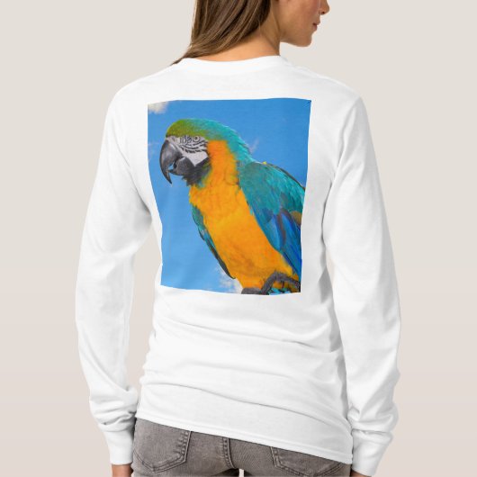 Blauwe en gele ara t-shirt (Achterkant)
