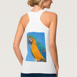 Blauwe en gele ara tanktop