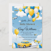 Blauwe en Gele Baby Shower Uitnodiging voor een Jo (Voorkant)