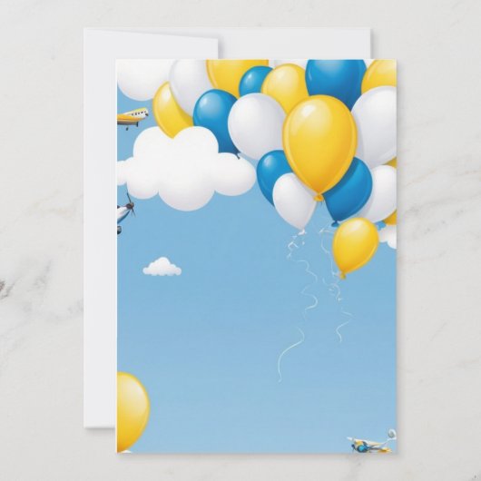 Blauwe en Gele Baby Shower Uitnodiging voor een Jo (Achterkant)