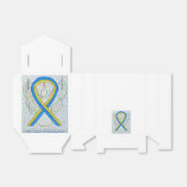 Blauwe en gele bewustzijnsribbon-feestjes bedankdoosjes (Uitgevouwen)