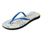 Blauwe en gele bladeren teenslippers (Schuin)