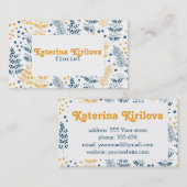 Blauwe en gele bladeren visitekaartje (Voorkant / Achterkant)