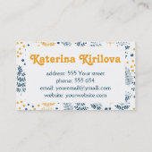 Blauwe en gele bladeren visitekaartje (Achterkant)