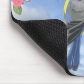 Blauwe en gele blauwvogel muismat (Hoek)