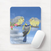 Blauwe en gele blauwvogel muismat (Met muis)