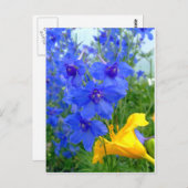 Blauwe en gele bloemen briefkaart (Voorkant / Achterkant)