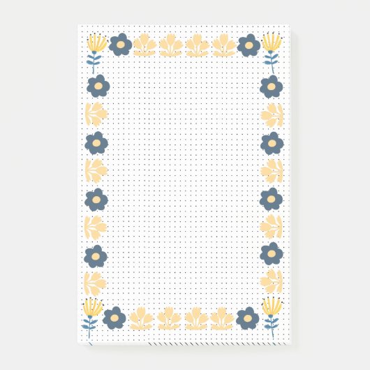 Blauwe en gele bloemen Bullet papier achtergrond Post-it® Notes (Voorkant)