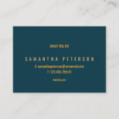 Blauwe en gele bloemen, gouden rand visitekaartje (Achterkant)