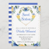 Blauwe en Gele Bloemen Hartkrans Zoet 16 Kaart (Voorkant / Achterkant)