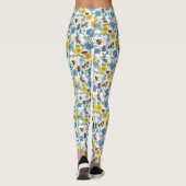 Blauwe en gele bloemen met witte bijen leggings (Achterkant)