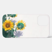 Blauwe en gele bloemen op witte wand Case-Mate iPhone case (Achterkant (horizontaal))