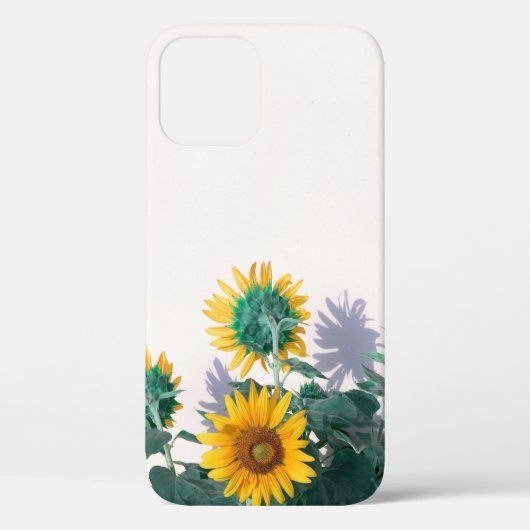 Blauwe en gele bloemen op witte wand Case-Mate iPhone case (Achterkant)