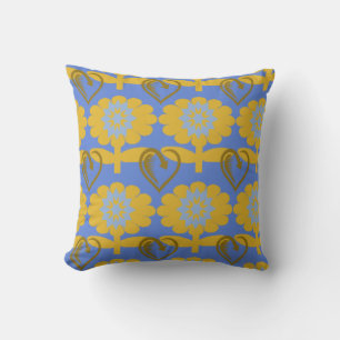 Blauwe en gele bloemen - Sierkussen - Ontwerper