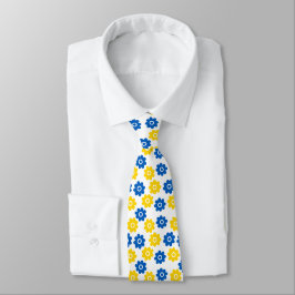 Blauwe en Gele Bloemen Stropdas