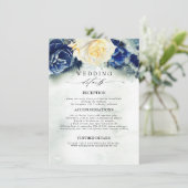 Blauwe en Gele Bloemen Trouwinformatie Informatiekaartje (Staand voorkant)