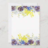 Blauwe en Gele Bloemenlantaarn Bruiloft Kaart (Achterkant)