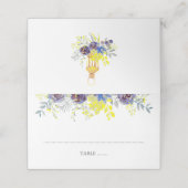 Blauwe en Gele Bloemenlantaarn Bruiloft Plaatskaartje (Buitenkant ongevouwen)