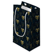 Blauwe en gele bloemkool gepatterde cadeautas (Voorkant Gekanteld)