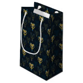 Blauwe en gele bloemkool gepatterde cadeautas (Achterkant Gekanteld)