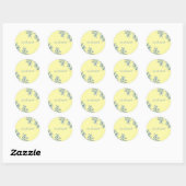 Blauwe en Gele Bloemstickers Ronde Sticker (Vel)