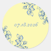 Blauwe en Gele Bloemstickers Ronde Sticker (Voorkant)