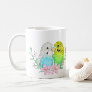 Blauwe en gele boedgie Parakeets-cadeau voor vogel Koffiemok