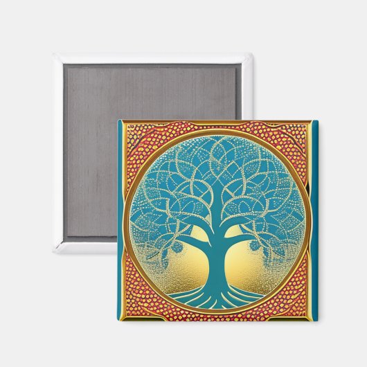 Blauwe en gele boom van de Magnet van het Leven (Voorkant / Achterkant)