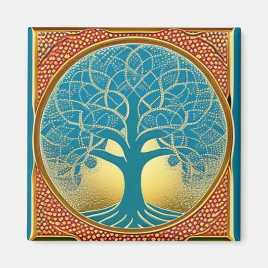 Blauwe en gele boom van de Magnet van het Leven (Voorkant)