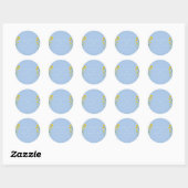 Blauwe en gele boterbloem ronde sticker (Vel)