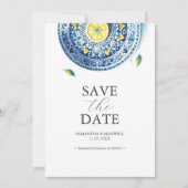 Blauwe en gele bruiloft Save the Date (Voorkant)