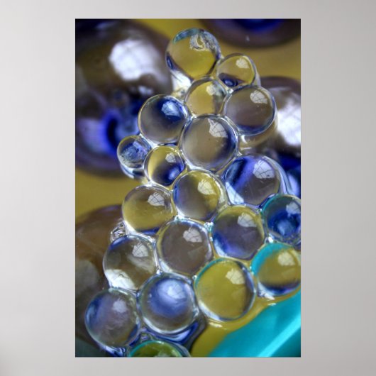 Blauwe en gele bubbels poster (Voorkant)