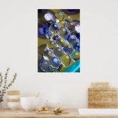 Blauwe en gele bubbels poster (Keuken)
