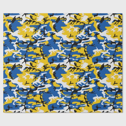 Blauwe en gele Camo Cadeaupapier (Vlak)