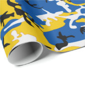Blauwe en gele Camo Cadeaupapier (Rol Hoek)