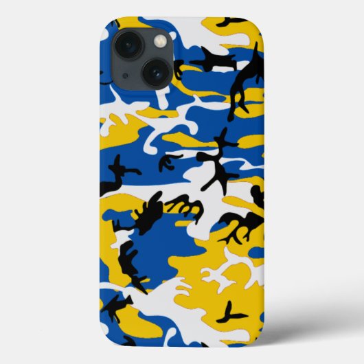Blauwe en gele Camo Case-Mate iPhone Case (Achterkant)