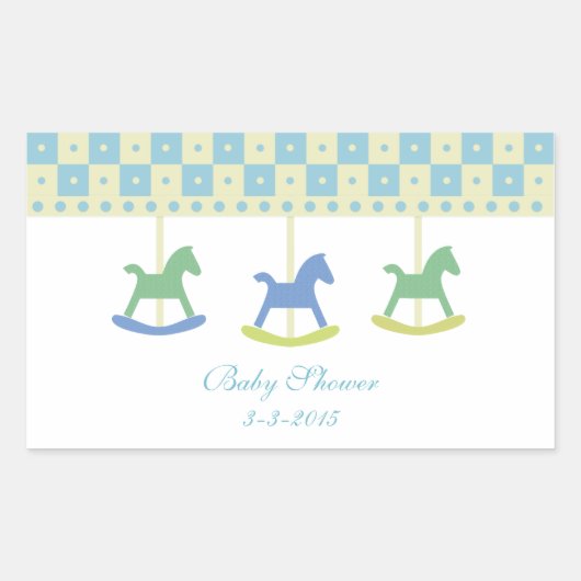 Blauwe en gele carrousel: Baby showers Stickers (Voorkant)
