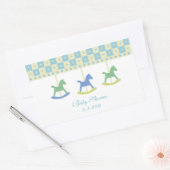 Blauwe en gele carrousel: Baby showers Stickers (Envelop)