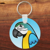 Blauwe en gele Cartoon Macaw Parrot Sleutelhanger (Voorkant)