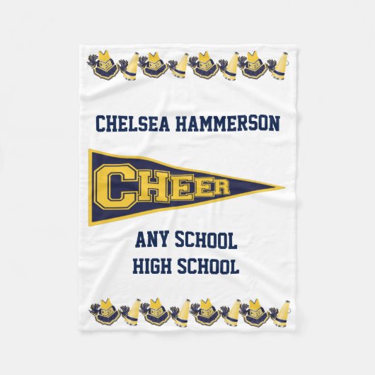 Blauwe en gele Cheerleader Fleece Blanket (Voorkant)